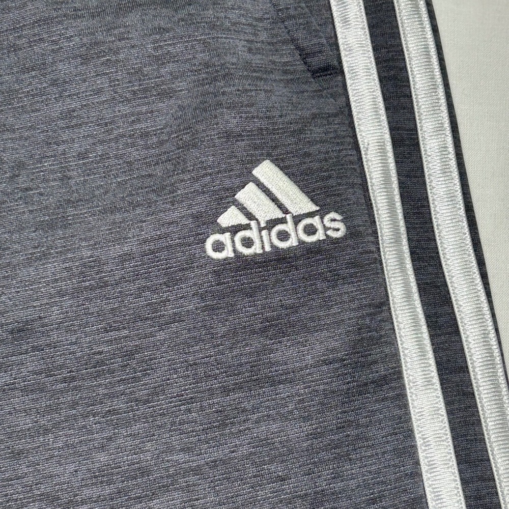 Adidas Mens Gray Heathered 3-Stripe Fleece Lined Athletic Sweatpants Sz L 14/16 - Picture 4 of 8